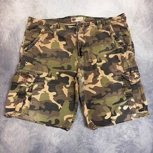 Y2K Vintage Project Mayhem Cargo Shorts Mens 40 Green Camo Distressed Streetwear